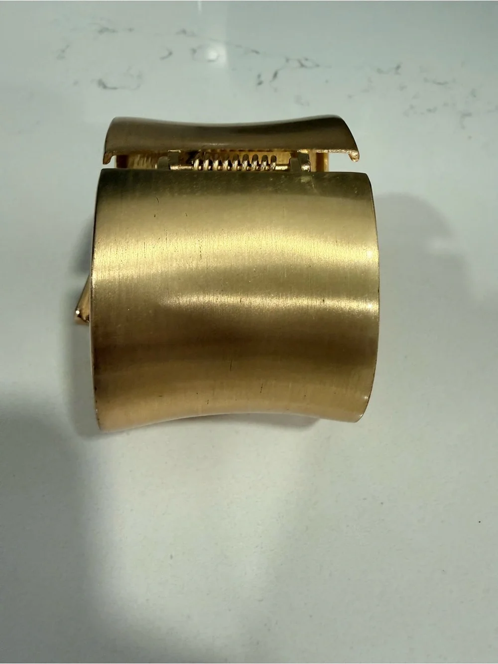 Gold Metal Asymmetrical Cuff Bracelet Hinged Closure